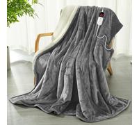 COZYTY Heated Blanket 130 x 180 cm - Flannel Electric Blanket 6 Heat Settings & 10-Hour Auto-Off Timer, Overheat Protection, Machine Washable, Grey