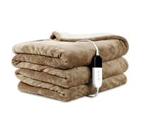 COZYTY Heated Blanket 150 x 200 cm - Flannel Electric Blanket 6 Heat Settings & 10-Hour Auto-Off Timer, Overheat Protection, Machine Washable, Beige