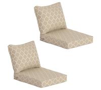 COZYVIDA Outdoor Deep Seat Cushion Set of 2,24" x 27.5" Patio Cushions Resilient Foam Filling, Water-Resistant Stain-Resistant UV-Resistant 1000+ Hrs, Weather Resistant,YKK Zippers,Toffee Trellis