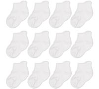 CozyWay Non-Slip Ankle Style Socks Baby Socks Toddler Socks with Grippers, 12 Pack for Baby Boys and Girls, Solid White, 3-5 Years