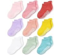 CozyWay Non-Slip Ankle Style Socks Baby Socks Toddler Socks with Grippers, 9 Pack for Baby Boys and Girls, Assorted Colors, 1-3 Years