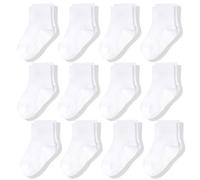 CozyWay Non Slip Baby Socks Toddler Socks 12 Pairs with Grip for Boys Girls Baby Infants Kids Anti Skid Cotton Crew Socks 1-3 Years
