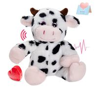 CozyWorld 12.5" 32CM Heartbeat Diary Cow Recordable Stuffed Animals Voice Sweet Messages Recorder Soft Plush Toy Playback Your Words Birthday Gifts for Toddler Kids