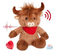CozyWorld 12.5" 32CM Heartbeat Highland Cow Recordable Stuffed Animals Voice Sweet Messages Recorder Soft Plush Toy Playback Your Words Birthday Gifts for Toddler Kids