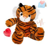 CozyWorld 13" 33CM Heartbeat Tiger Recordable Stuffed Animals Voice Sweet Messages Recorder Soft Plush Toy Playback Your Words Birthday Gifts for Toddler Kids