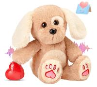 CozyWorld 32CM Heartbeat Puppy Recordable Dog Stuffed Animals 30 sec Heart Voice Recorder Plush Toy Stuffed Animal Soft Fuzzy Doll Gifts Messages Playback for Kids Birthday Children's Day