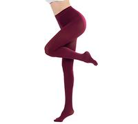 CozyWow 80D Semi Opaque Tights for Women Soft & Elastic Women's Stockings High Waist Pantyhose & Coloured Tights Wine Red L-XL