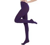CozyWow 80D Semi Opaque Tights for Women Soft & Elastic Women's Stockings High Waist Pantyhose & Coloured Tights Purple L-XL