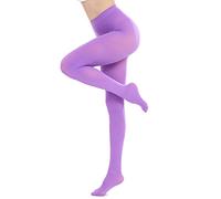 CozyWow 80D Semi Opaque Tights for Women Soft & Elastic Women's Stockings High Waist Pantyhose & Coloured Tights Light Purple L-XL
