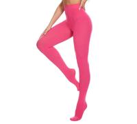 CozyWow 80D Semi Opaque Tights for Women Soft & Elastic Women's Stockings High Waist Pantyhose & Coloured Tights Hot Pink 2xl-3xl