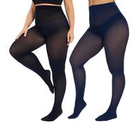 CozyWow Plus Size Tights for Women Stockings with Enough Elasticity & High Waist Soft and Durable Semi Opaque Pantyhose Black+Dark Blue -3XL