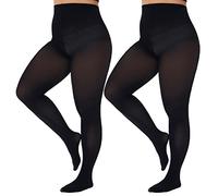 CozyWow Plus Size Tights for Women Stockings with Enough Elasticity & High Waist Soft and Durable Semi Opaque Pantyhose 2Black-XL