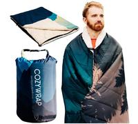 Cozywrap Camping Blanket, Large 145x200 cm. Sherpa Fleece blanket, Waterproof Blanket for Outdoors, Caravan Accessories, Travel blanket, Camping Accessories, Warm Thermal Blanket (Misty Forest)