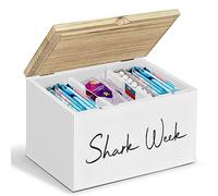 COZYYROME Tampon Holder for Bathroom with Lid, Shark Week Tampon Storage Pad Organizer for Bathroom, Farmhouse Tampon and Pad Storage Container Countertop,Feminine Products Caddy, Bathroom Decor Box