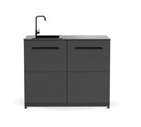 Cozze® Elements Outdoor Kitchen 110 Sink Module - Built-in Sink, 15mm HPL Worktop, Galvanised Powder-Coated Steel, Matt Black, Adjustable Feet, 90 x 110 x 60 cm