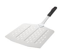 Cozze® Lightweight Perforated Pizza Peel 66cm - 30x30cm Aluminium Blade (1.5mm) - Soft Grip Handle (Stainless Steel/Plastic) - Reduces Burnt Flour - Leather Hanging Loop - LFGB Food Safe