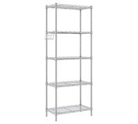 Cozzine 5-Shelf Shelving Unit, Heavy Duty Steel Wire Storage Organisation Rack and Shelving for Kitchen Bedroom Living Room Bathroom Office Garage, 33 x 53 x 151 cm, Sliver