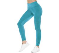 COZZIPLUS Women Velour Legging- High Waisted Buttery Soft Velvet Stretchy Legging, Aqua, Large