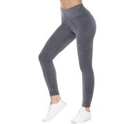 COZZIPLUS Women Velour Legging- High Waisted Buttery Soft Velvet Stretchy Legging, Grey, S