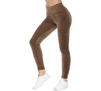 COZZIPLUS Women Velour Legging- High Waisted Buttery Soft Velvet Stretchy Legging, Mocha, Large
