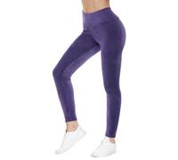 COZZIPLUS Women Velour Legging- High Waisted Buttery Soft Velvet Stretchy Legging, Purple, S