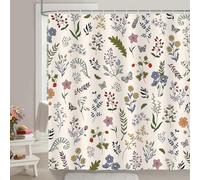 COZZSNUGE Boho Leaves Shower Curtain, Rustic Floral Plant Herbs Butterfly Retro Botanical Bathroom Curtain 180 x 180 cm, Water Repellent Mildew Resistant Polyester with 12 Hooks
