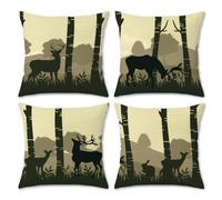 COZZSNUGE Rustic Cabin Deer Cushion Covers Moose Bunny Forest Animals Farmhouse Outdoor Polyester Decorative Pillowcases for Sofa Garden Bed Home Patio 45 x 45 cm Set of 4