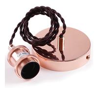 COZZY Vintage Ceiling pendant light fitting, Brown Twisted Braided Flex,E27 Lamp Holder Suspended Pendant Light Fitting Kit-Rose Copper