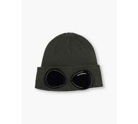 Cp Company Boys Grape Leaf Green Kids Goggle Ribbed Wool-knit Beanie 8-14 Years M