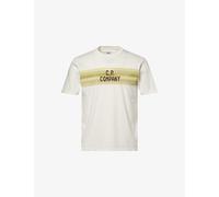 Cp Company Mens Cp Company Centre Stripes Logo-Print Cotton T-Shirt Gauze White S