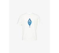 Cp Company Mens Cp Company Diamond-Print Crewneck Cotton T-Shirt Gauze White S
