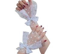 CPAOWEHF Heart Bow Wrist Cuffs For Nails Photography Breathable Sheer Fabric Elastic Cuffs Fashion Accessories Glittering Bowknot Accessory For Nails Artists
