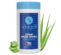 CPAP Mask Wipes by Snugell | 70 Count | Unscented | 100% Soft Cotton | Lint & Alcohol Free | Skin Safe with Aloe Vera | Easy Opening Canister | Clean CPAP Mask, Tube & Devices (1)