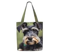CPAQasg Adorable Schnauzer Print Large Capacity Canvas Shoulder Bag Tote Lightweight For Beach Travel Everyday Use
