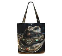 CPAQasg American West Rodeo Hat Print Large Capacity Canvas Shoulder Bag Tote Lightweight For Beach Travel Everyday Use