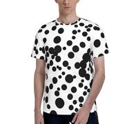 CPAQasg Black & White Big Dot Print Men Short Sleeve T-Shirt Casual Summer Wear Breathable Comfortable Everyday Use