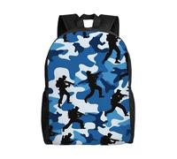 Cpaqasg Blue Camo Print Adults Large Capacity Waterproof Backpack Stylish Lightweight Hiking Or Commuting
