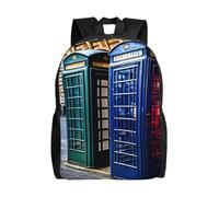Cpaqasg British Phone Booth Print Adults Large Capacity Waterproof Backpack Stylish Lightweight Hiking Or Commuting