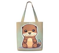 CPAQasg Cartoon Cute Otter Print Large Capacity Canvas Shoulder Bag Tote Lightweight For Beach Travel Everyday Use