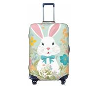 CPAQasg Easter Bunny Floral Print Universal Suitcase Cover Elastic Protector Washable Travel Sleeve Luggage Coverage