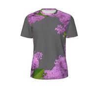 CPAQasg Framing Lilac Flowers in Blossom Print Stylish Summer Men Short-Sleeved T-Shirt Lightweight Breathable Outdoor Activities
