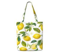 CPAQasg Fresh Tropical Lemons Print Large Capacity Canvas Shoulder Bag Tote Lightweight For Beach Travel Everyday Use