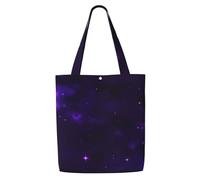 CPAQasg Galaxy Starry Space Purple Starry Print Large Capacity Canvas Shoulder Bag Tote Lightweight For Beach Travel Everyday Use