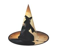 CPAQasg Halloween Witch Flying 2 Print Carnival Party Hat Season Hat For Adults Festive Cosplay Costume Accessory Wear