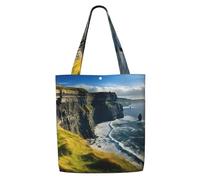 CPAQasg Ireland Outdoors County Clare The Cliffs Print Large Capacity Canvas Shoulder Bag Tote Lightweight For Beach Travel Everyday Use