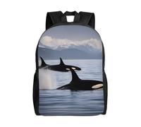 Cpaqasg Killer Whales Swim Along Print Adults Large Capacity Waterproof Backpack Stylish Lightweight Hiking Or Commuting
