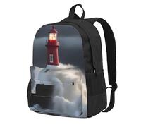 Cpaqasg Lighthouse In Storm Print Large Capacity Adult Backpack Waterproof Travel For Work Commute Outdoor Ddaily Use