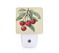 CPAQasg Lovely Sweet Red Cherry Print Night Light for Home Decor Bedroom Hallway Bathroom for Nightlight Illumination