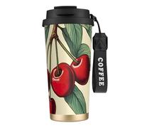 CPAQasg Lovely Sweet Red Cherry Print Stainless Steel Coffee Cup Drinkware Beverages Cold Camping Office Travel Mug