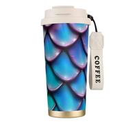 CPAQasg Mermaid Teal Fish Scale Print Stainless Steel Coffee Cup Drinkware Beverages Cold Camping Office Travel Mug